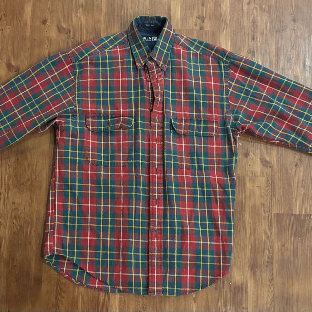 Rare Fila Men's Red Plaid Shirt